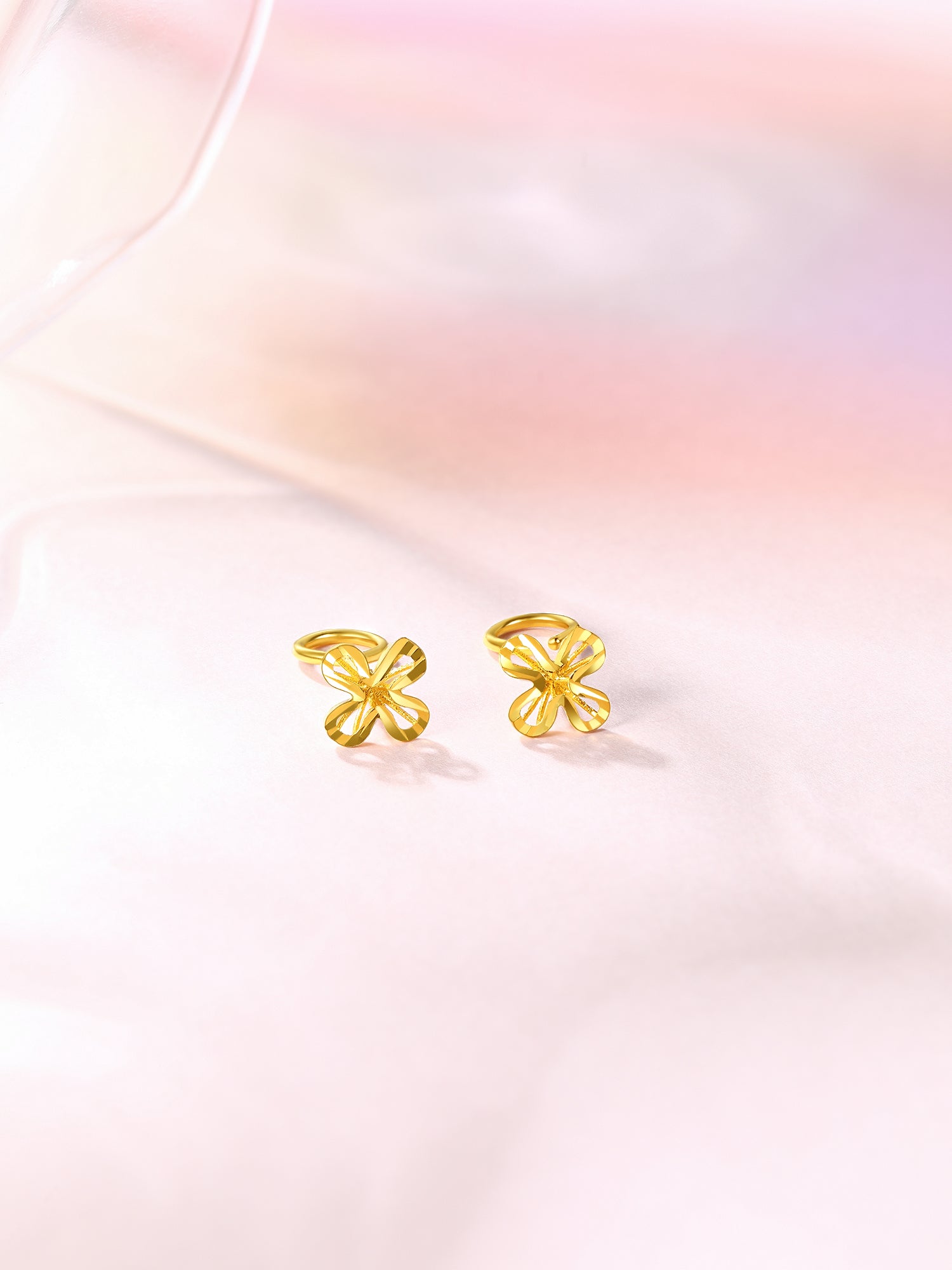 "infinite" 24K Gold Earrings Clover 0.98-1.48g A099611