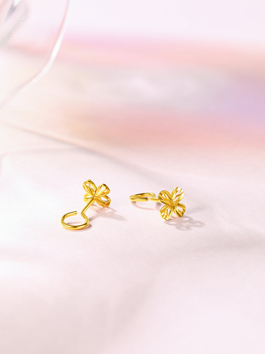 "infinite" 24K Gold Earrings Clover 0.98-1.48g A099611