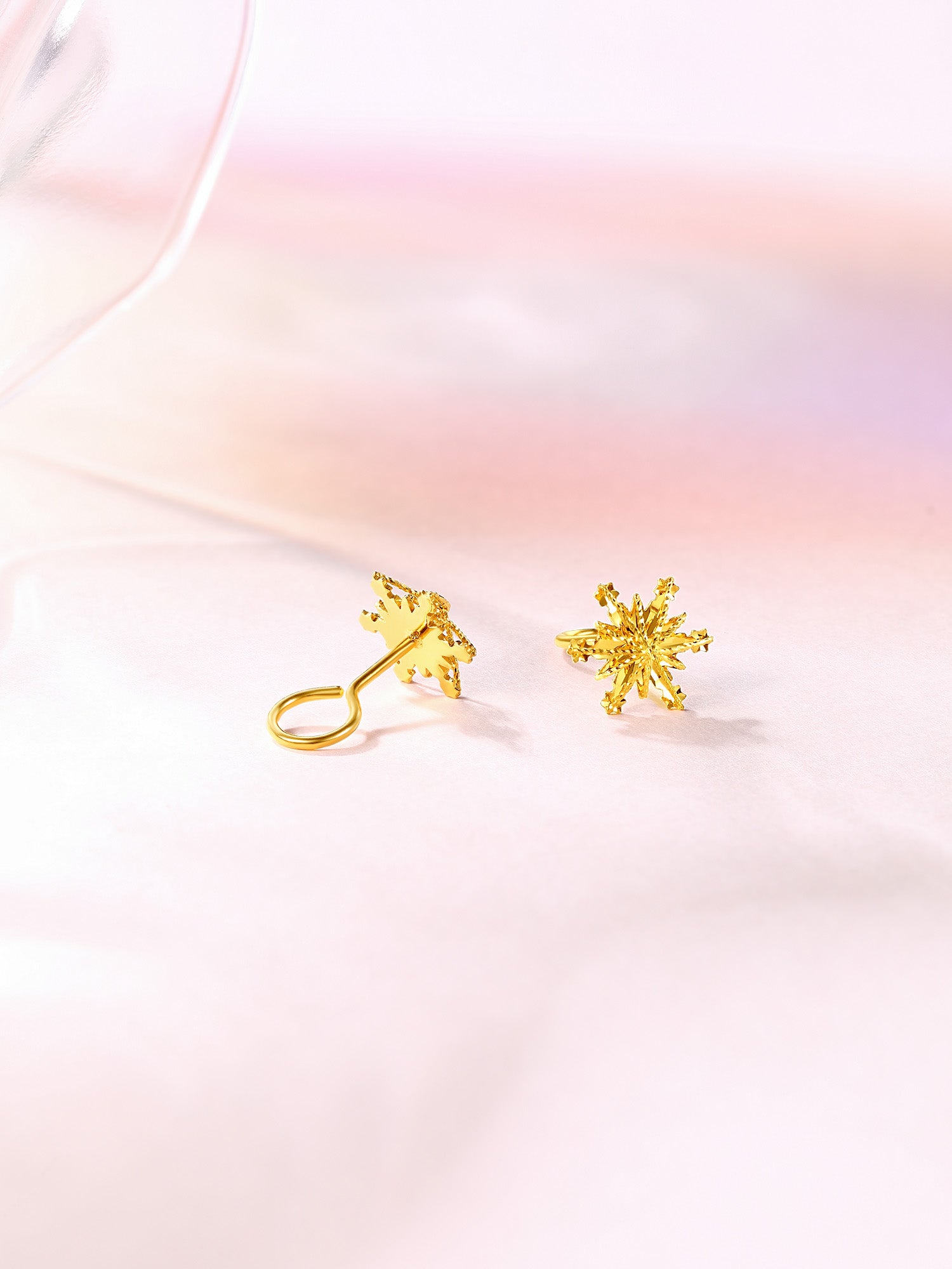 "infinite" 24K Gold Earrings Snowflake 1.32-1.62g A099578