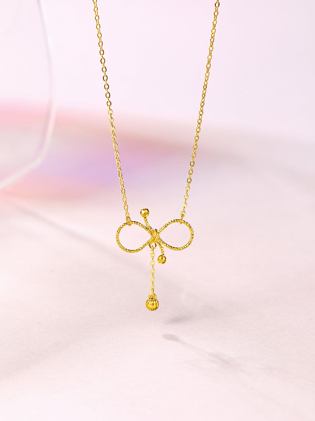"infinite" 24K Gold Pendant Necklace              Bow 2.41-3.01g AW066645