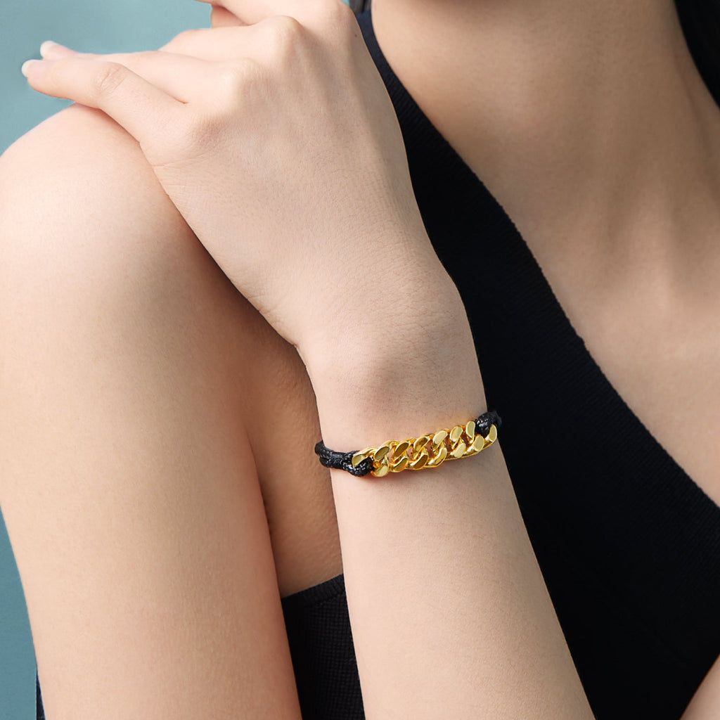 "ZHOU LIU FU X Johnny Huang" 24K Gold Bracelet  4-4.5g A1711583