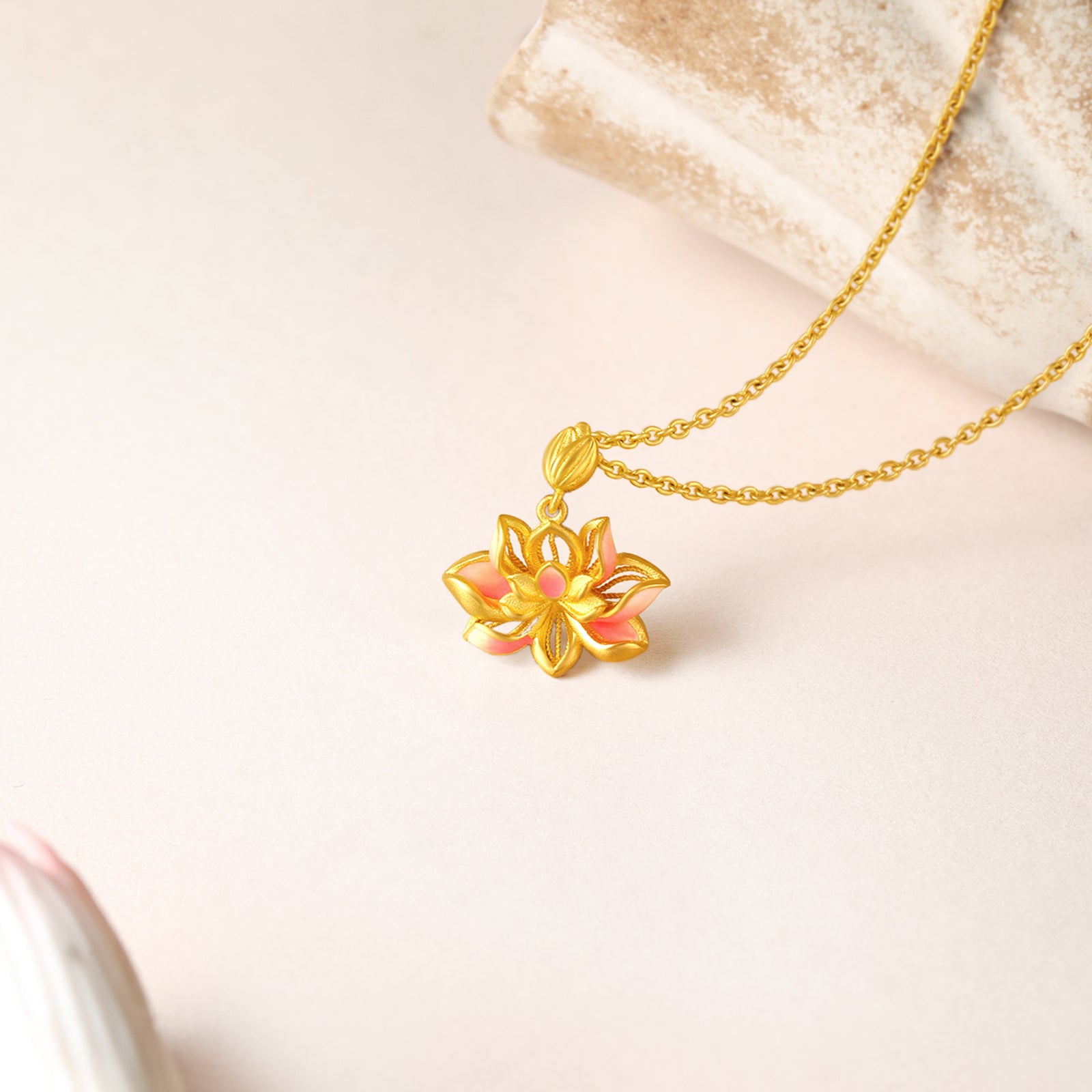 九華山 999.9 24K 金蓮花吊墜 A0414636