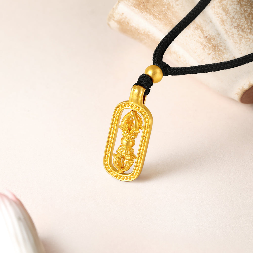 'Jiuhua Mountain' 999.9 24K Gold Pendant Necklace Vajra A0414660