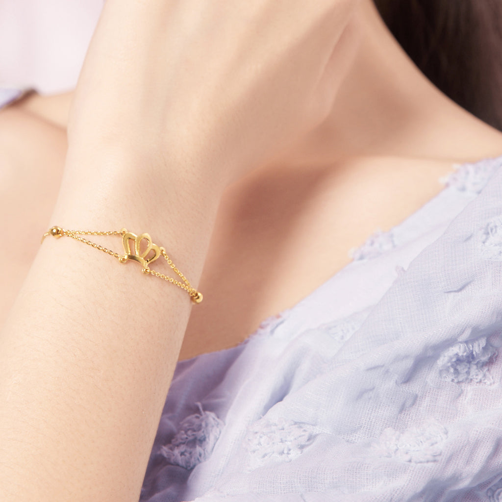 999 24K Gold Chain Bracelet Crown 2.92-3.32g A0710570