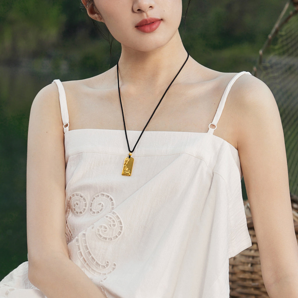 'Jiuhua Mountain' 999.9 24K Gold Pendant Necklace Ksitigarbha Bodhisattva A0414669