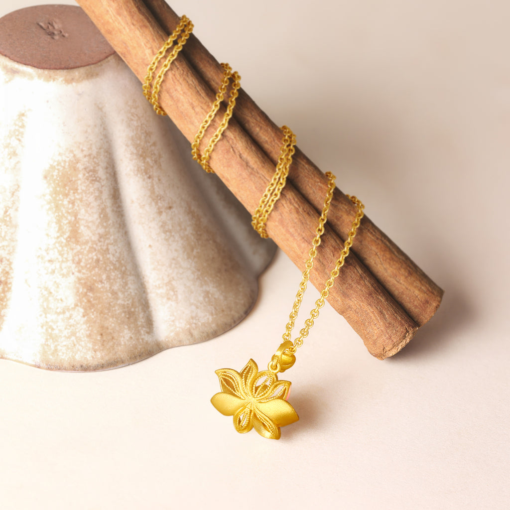 九華山 999.9 24K 金蓮花吊墜 A0414636