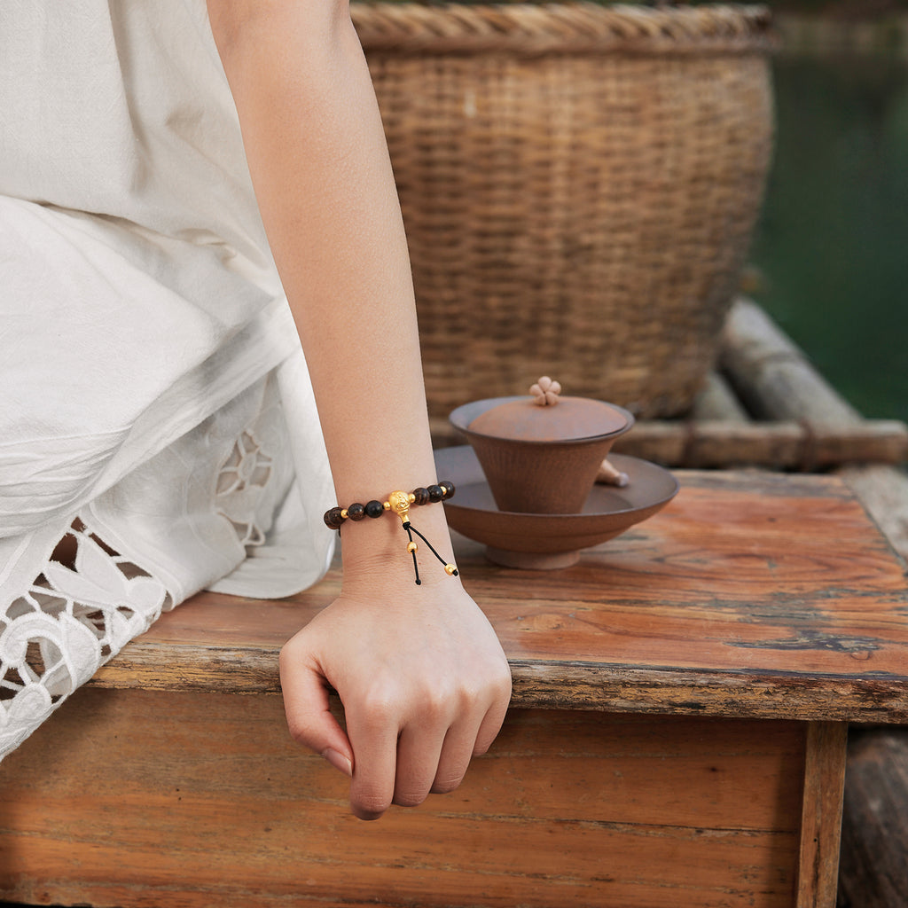 九華山' 24K金珠手鍊 木珠 地藏菩薩 A1914668