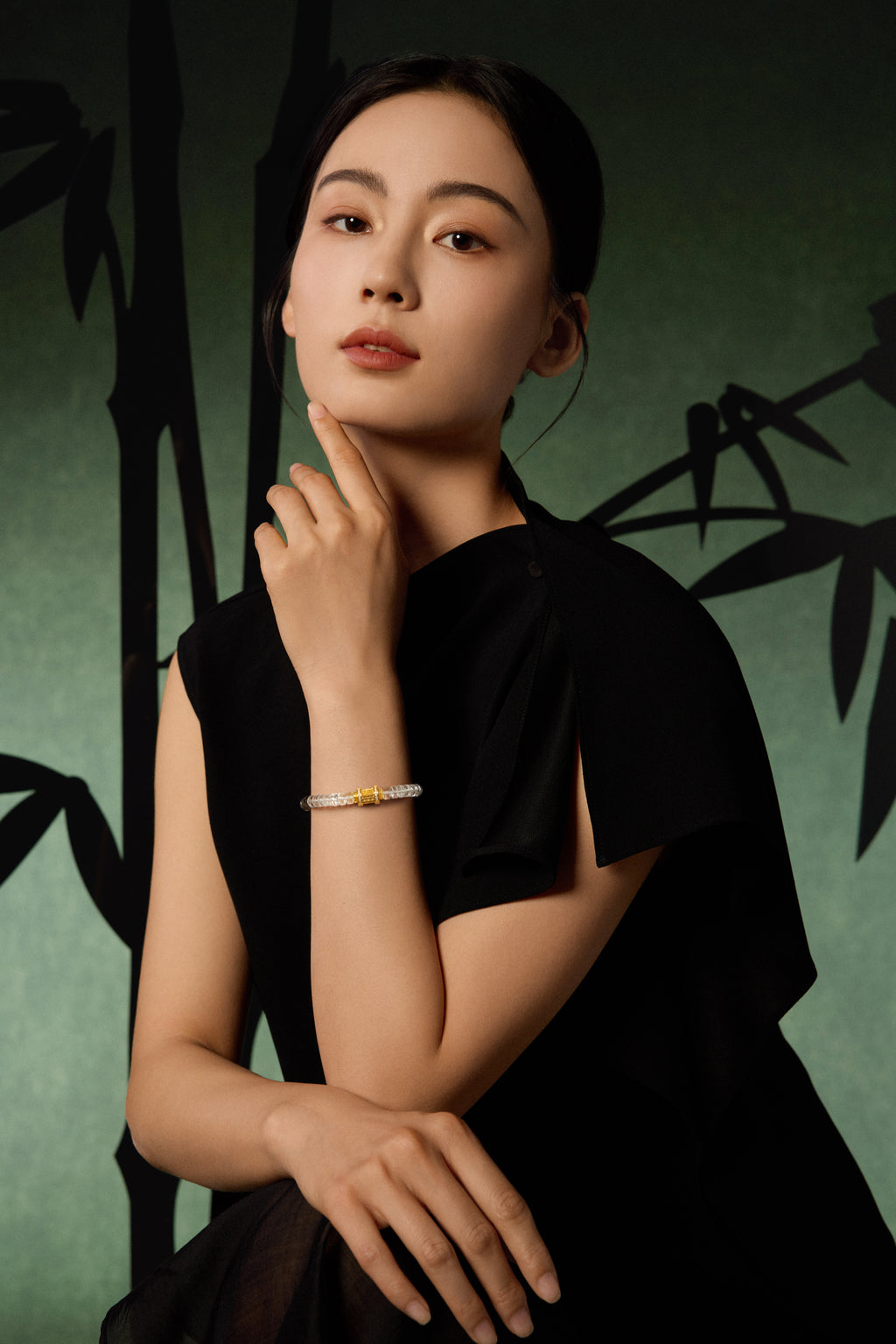 "Chinese Culture Collection - Dan Qing" 999 24K Gold Beaded Bracelet Crystal 5.9-6.4*3.3-3.7mmmm Diamond 0.0056ct Crystal 4.5-7g J1950063