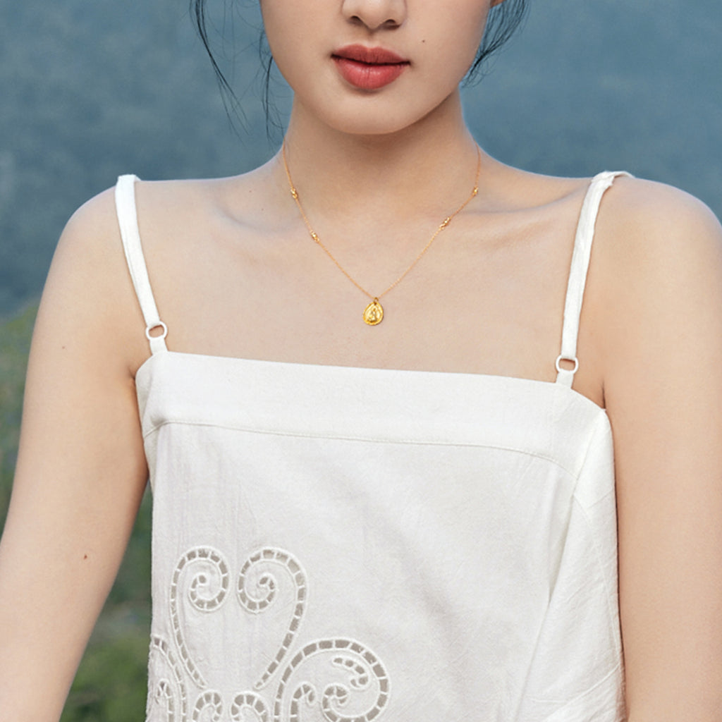 九華山 999.9 24K 金吊墜項鍊 地藏菩薩 A0614670