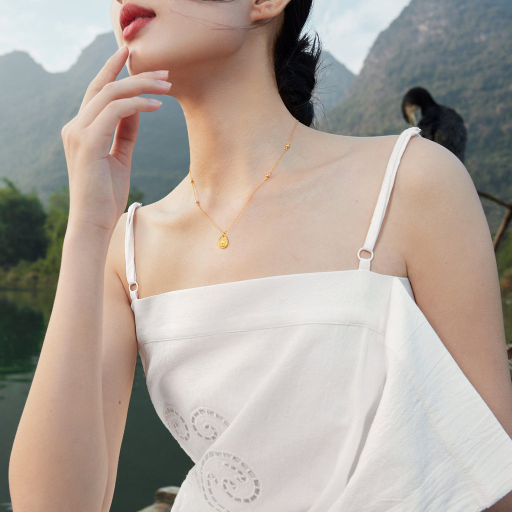 九華山 999.9 24K 金吊墜項鍊 地藏菩薩 A0614670