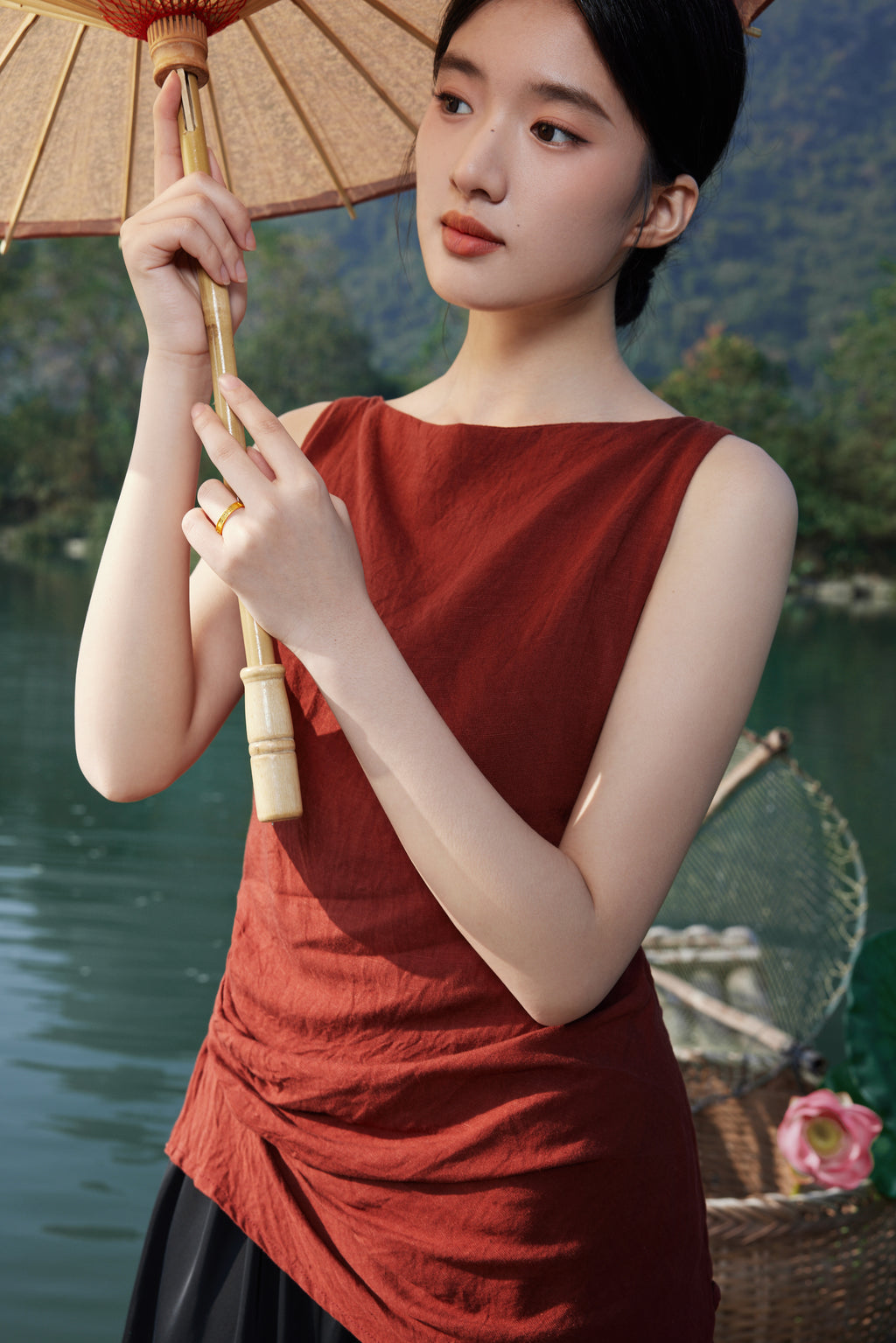 "Jiuhua Mountain" 999 24K Gold Ring Fu 4-5g A0214652