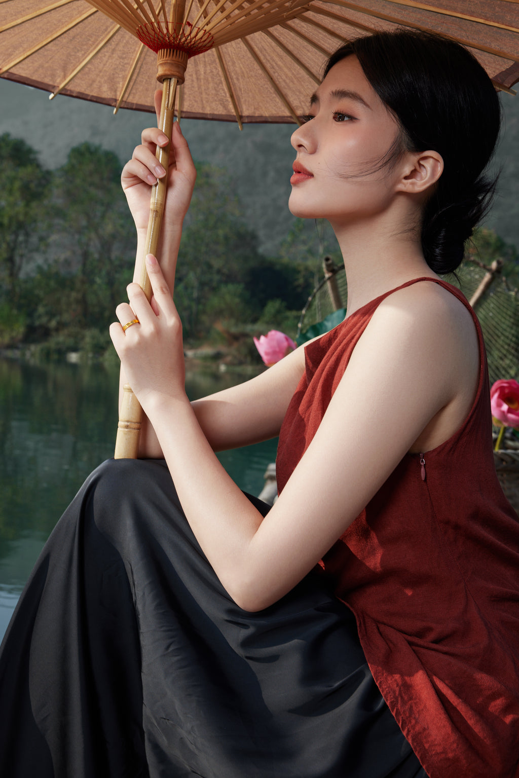 "Jiuhua Mountain" 999 24K Gold Ring Fu 4-5g A0214652