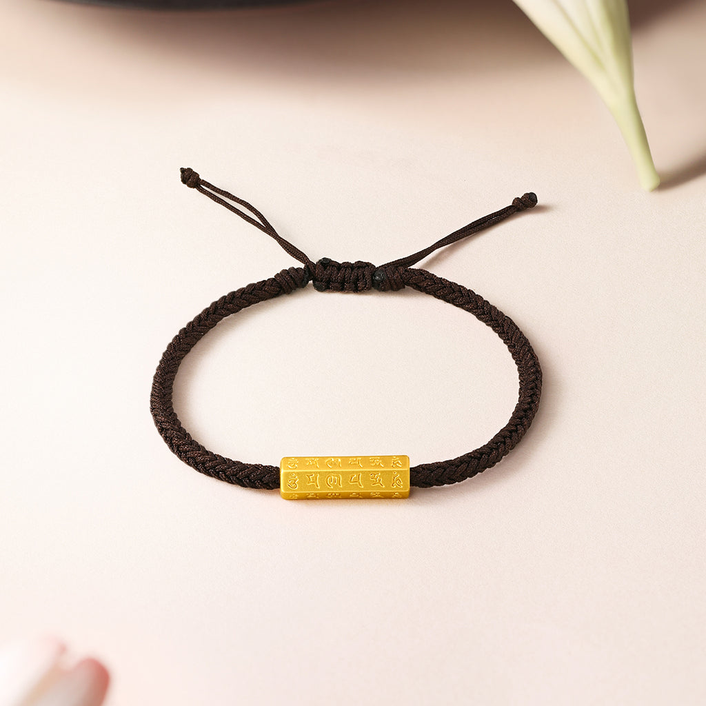 Jiuhua Mountain' 24K Gold String Bracelet Buddhist Scripture A1714664