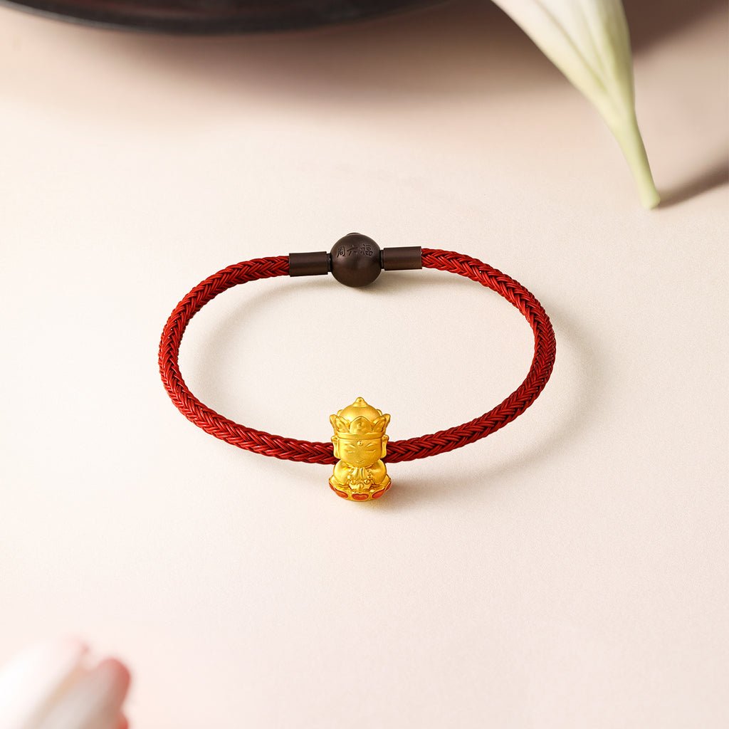 'Jiuhua Mountain' 24K Gold Charm Bracelet Ksitigarbha Bodhisattva 17cm & 19cm A1614672