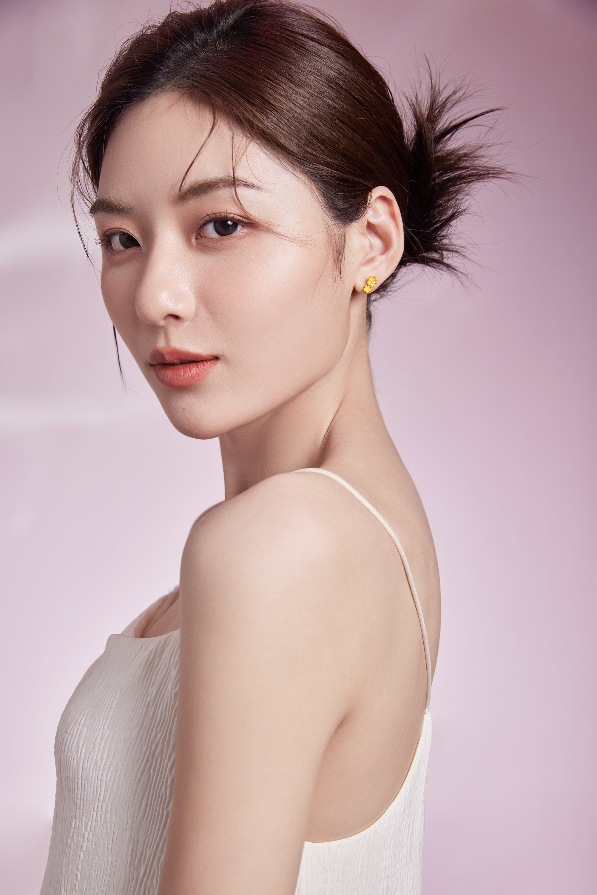 999 24K Gold Earrings Flower 1.5-1.8g A0911669