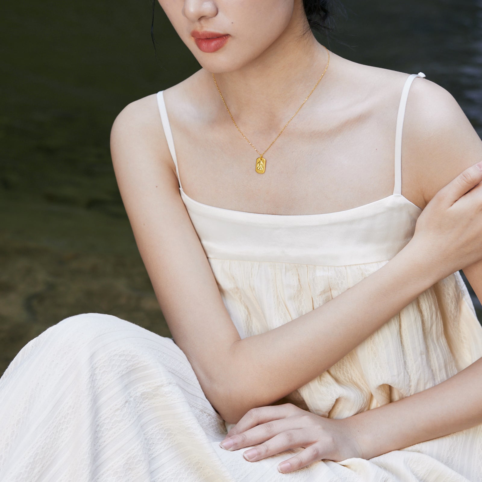 'Jiuhua Mountain' 24K Gold Pendant Necklace Ksitigarbha Bodhisattva A0614659