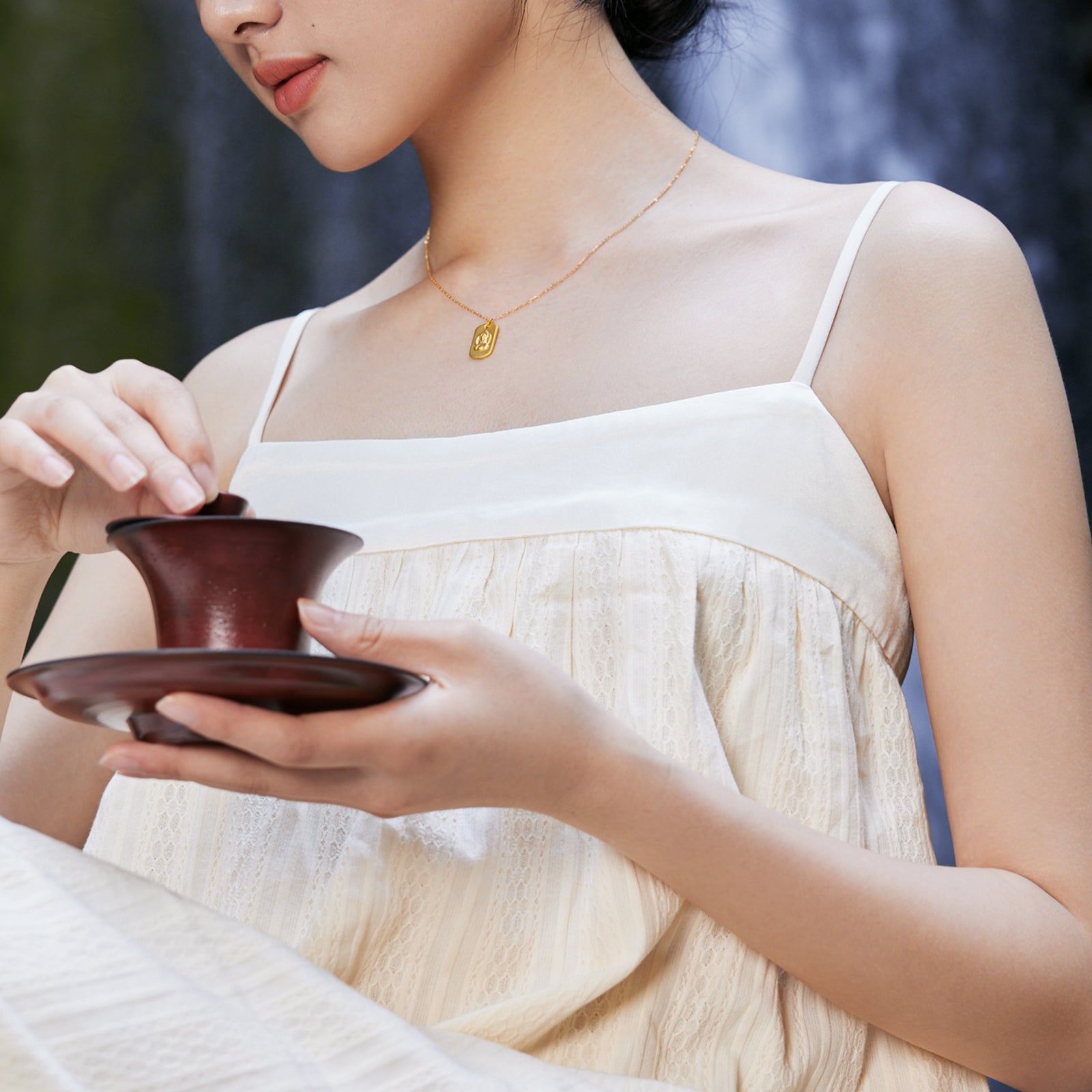 'Jiuhua Mountain' 24K Gold Pendant Necklace Ksitigarbha Bodhisattva A0614659