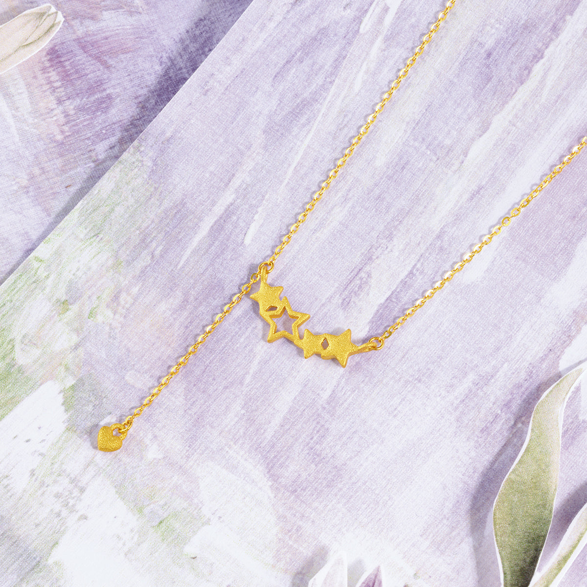 "Fantasy Forest" 999 24K Gold Pendant Necklace Star 3.4-3.7g A0613875