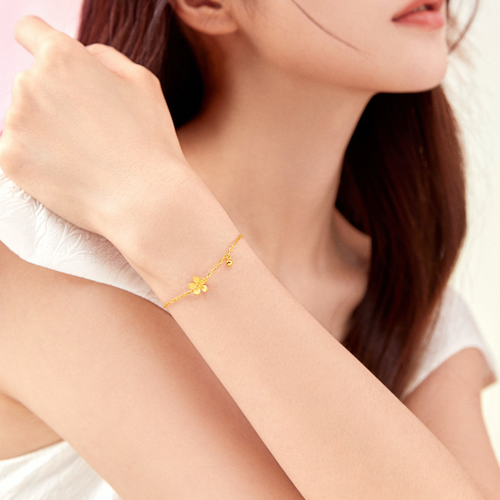 "Infinite" 24K Gold Chain Bracelet Flower 2.05-2.35g A0710701