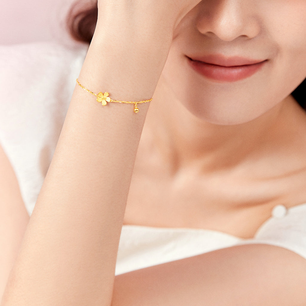"Infinite" 24K Gold Chain Bracelet Flower 2.05-2.35g A0710701