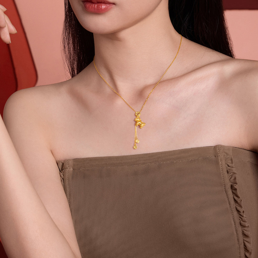 "Year of the Horse" 24K Gold Pendant Horse Coin 1.7-2g A0422088