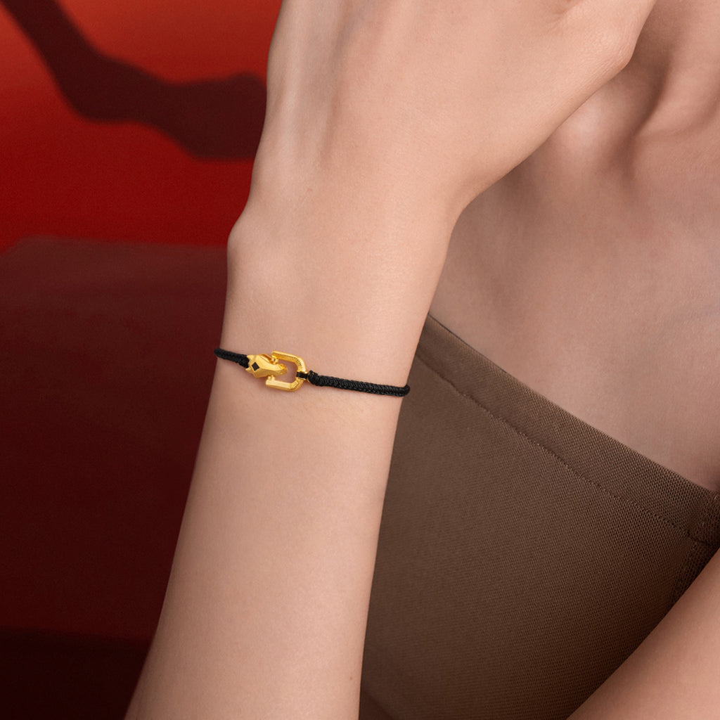 'Year of the Horse'  999.9 24K Gold String Bracelet Horsehead 2.18-2.48g 17cm-23cm A1720949