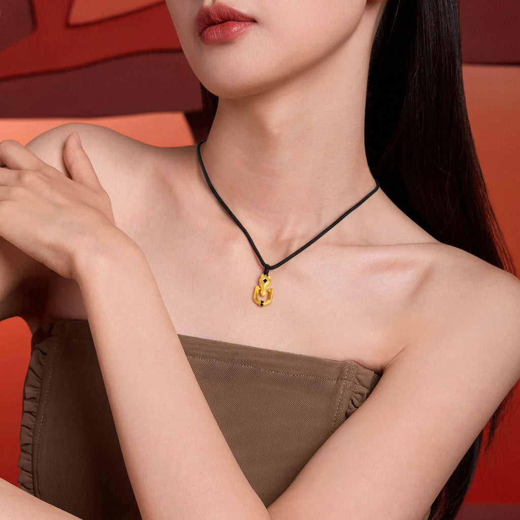 'Year of the Horse' 999.9 24K Gold Pendant Necklace Horsehead 3.89-4.19g 65cm-75cm A0420948