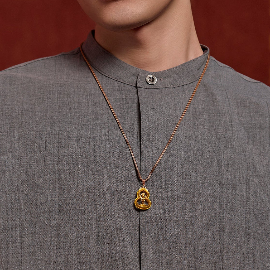 'Jiuhua Mountain' 999.9 24K Gold Pendant Necklace Vajra A0415324