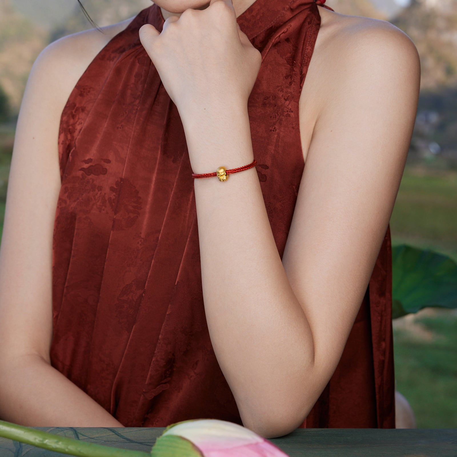 "Jiuhua Mountain" 999.9 24K Solid Gold Charm Bracelet A1614655