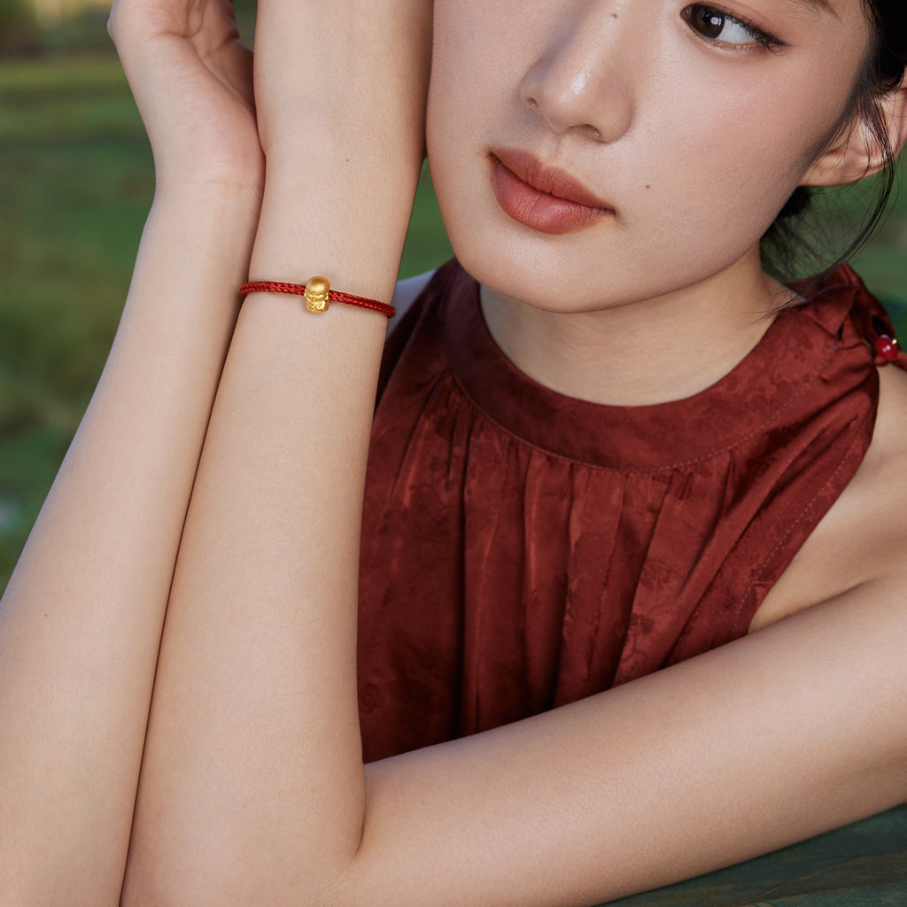"Jiuhua Mountain" 999.9 24K Solid Gold Charm Bracelet A1614655