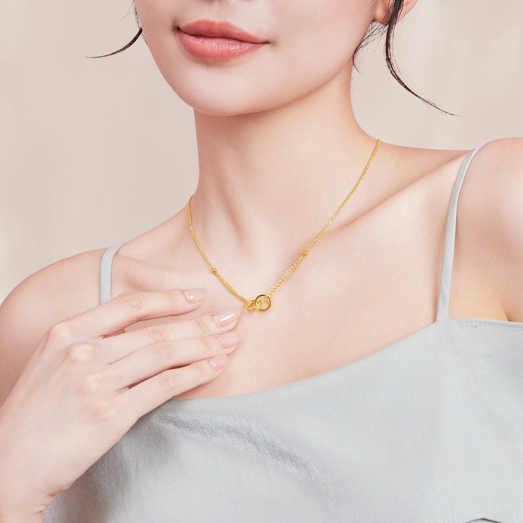 999.9 24K 金吊墜項鍊，環環相扣，7.3-7.8公克，A0611857