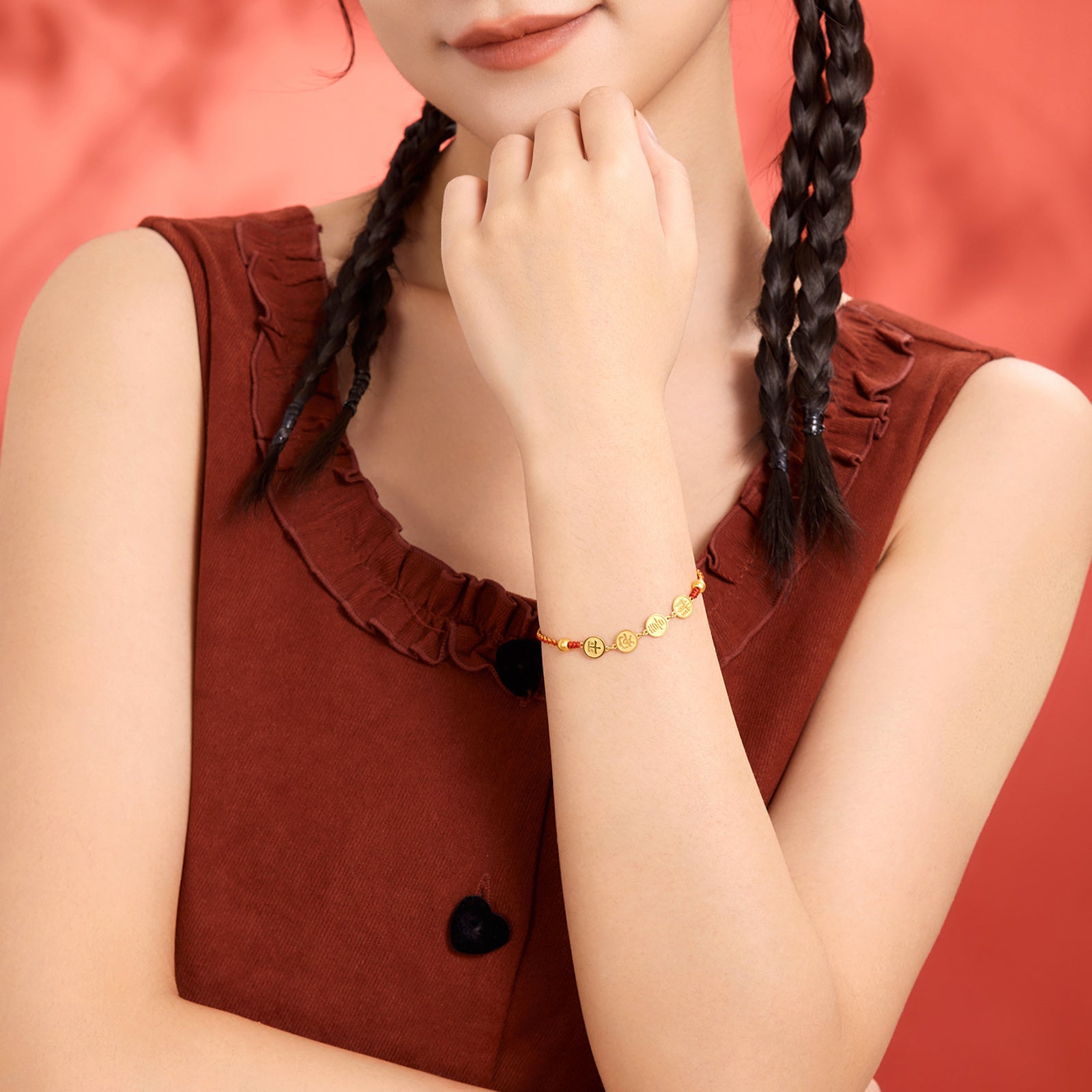 24K Gold Bracelet 1.65-1.95g Pinganxile A1712696