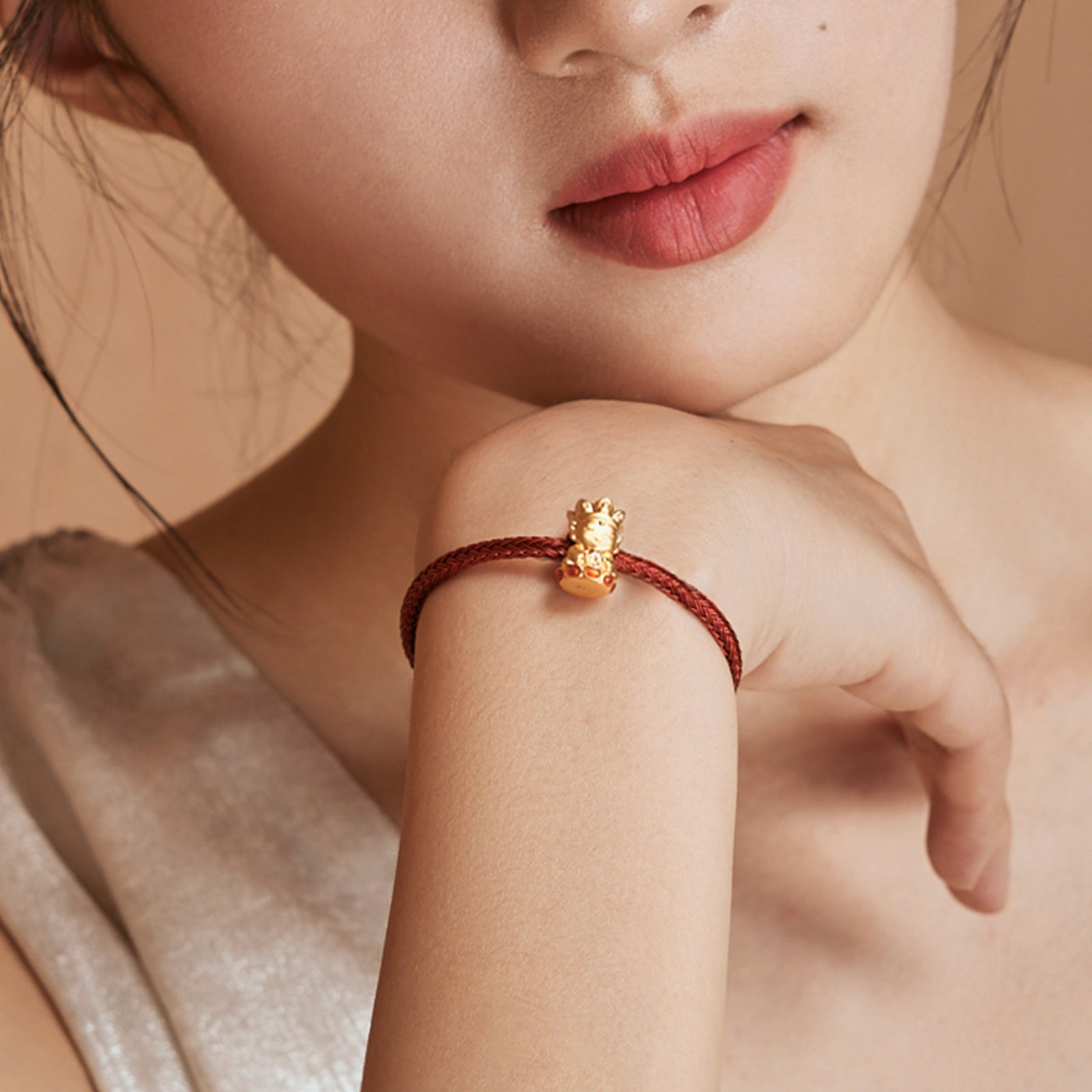 'Jiuhua Mountain' 24K Gold Charm Bracelet Ksitigarbha Bodhisattva 17cm & 19cm A1614672