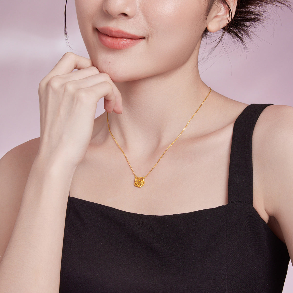999 24K Gold Pendant Necklace Flower 3-3.8g A0611681