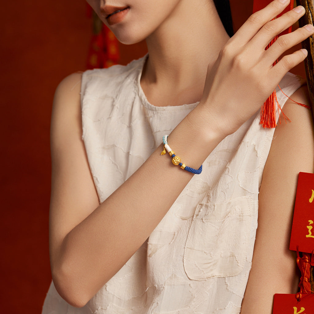 "Jiuhua Mountain" 24K Gold String Bracelet Ksitigarbha's Mount Diting A1715506