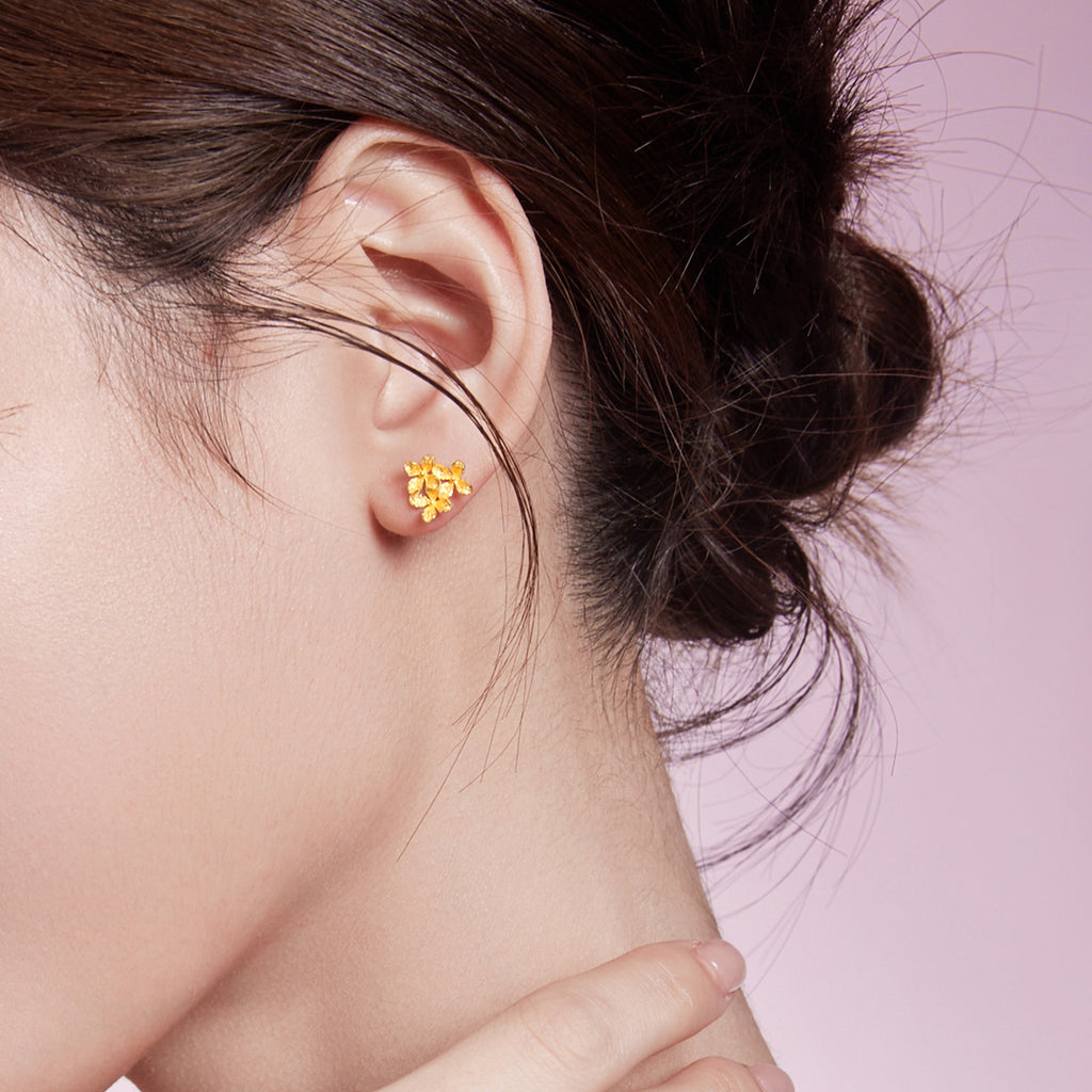 999 24K Gold Earrings Flower 1.4-1.7g A0911673