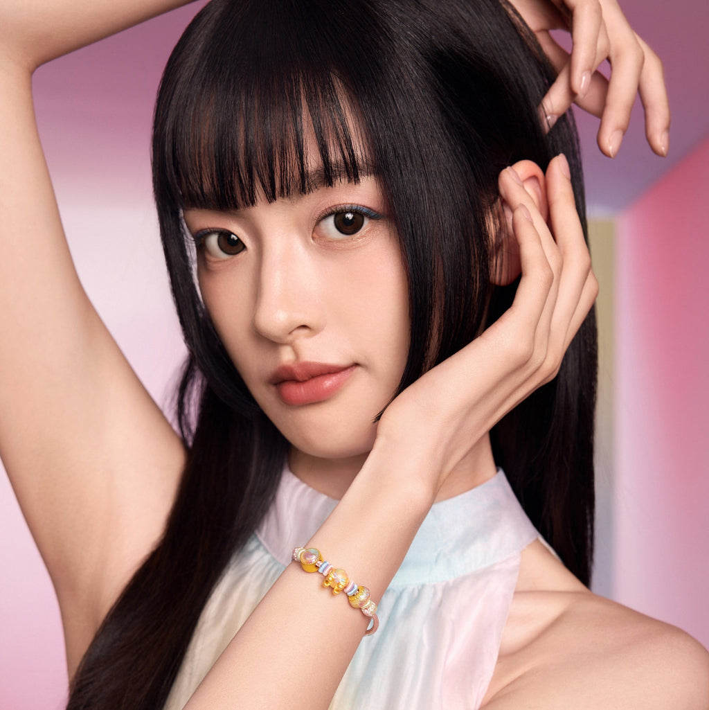 "Pop wu~" 24K Gold String Bracelet Heart 1.4-1.9g A1715607
