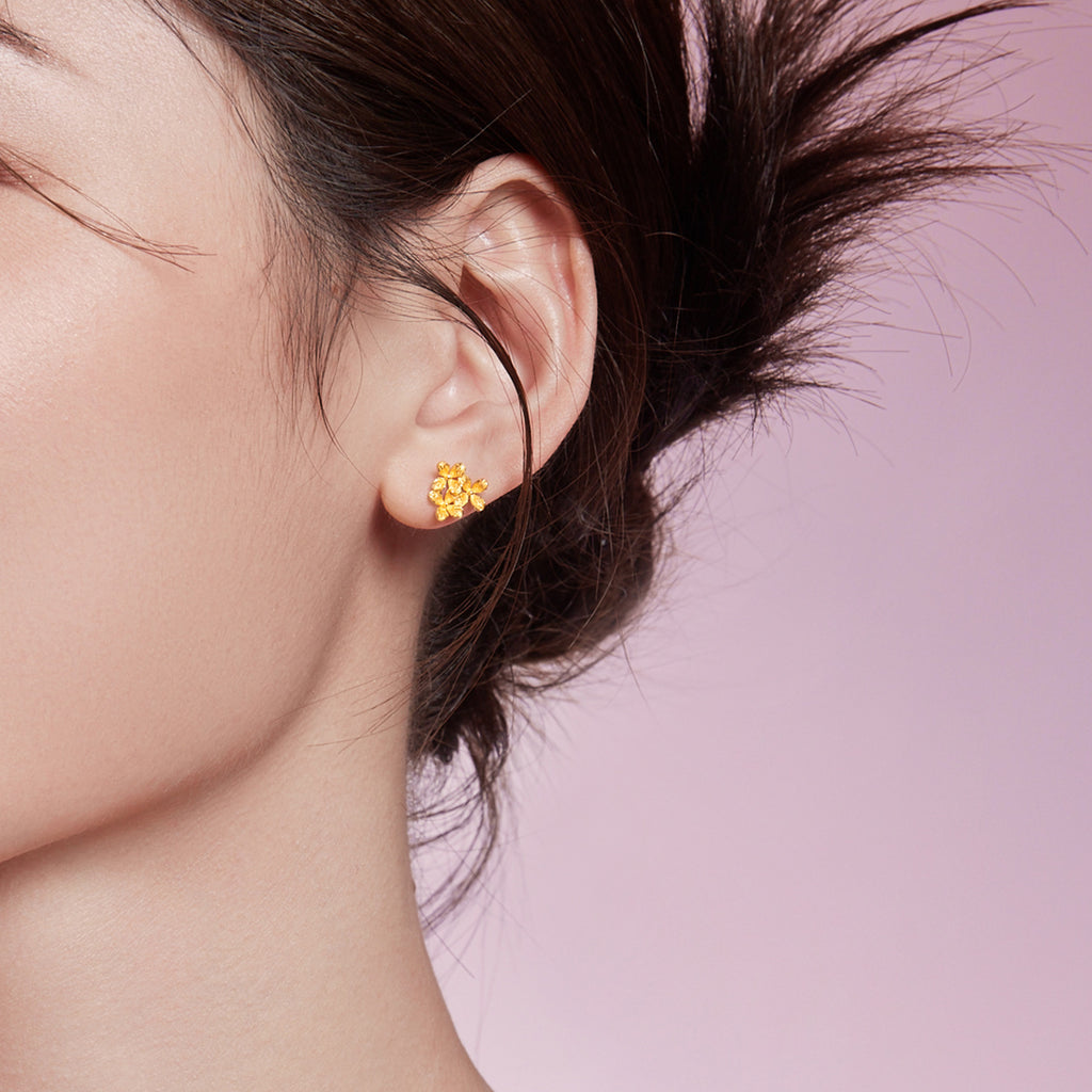 999 24K Gold Earrings Flower 1.4-1.7g A0911673