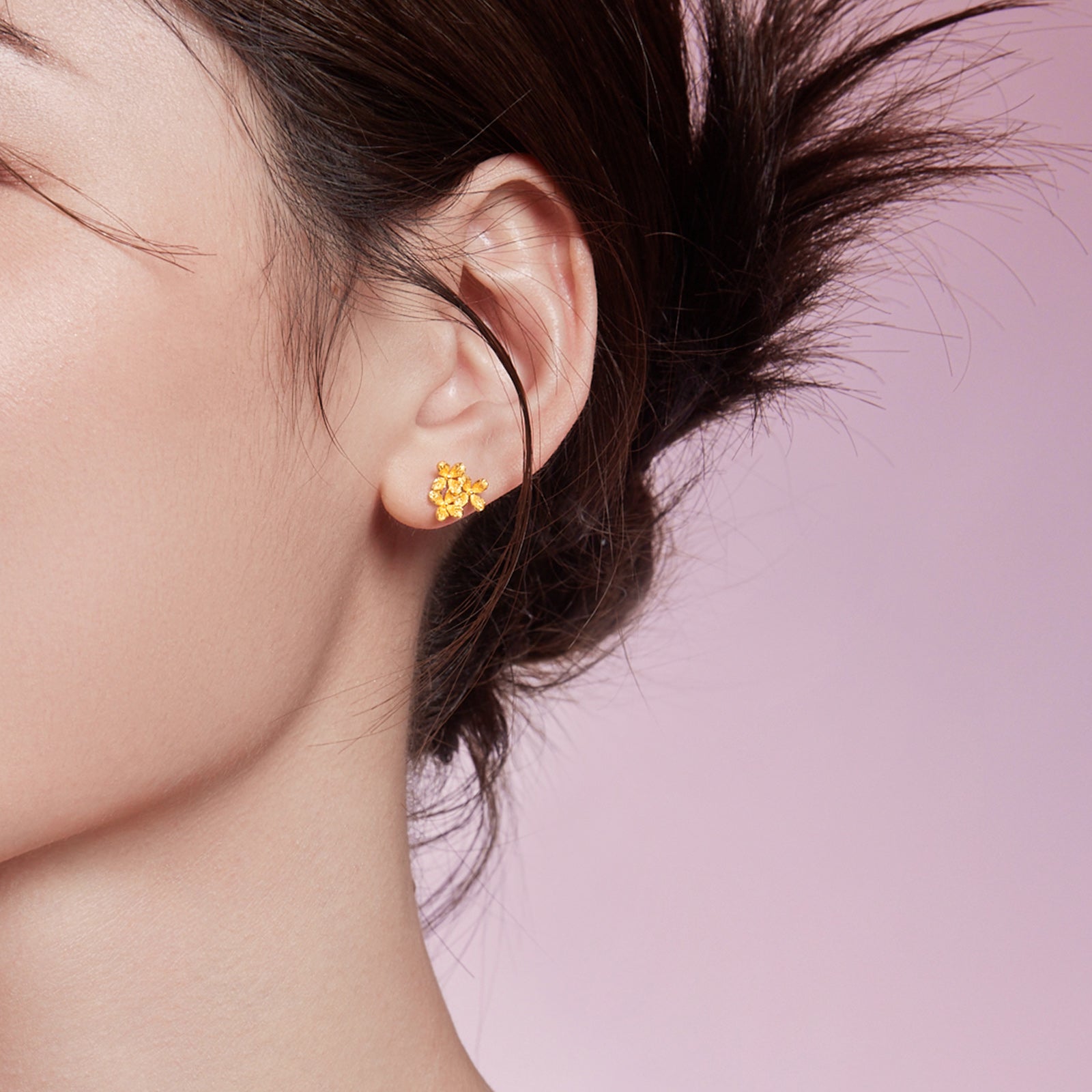 999 24K Gold Earrings Flower 1.4-1.7g A0911673