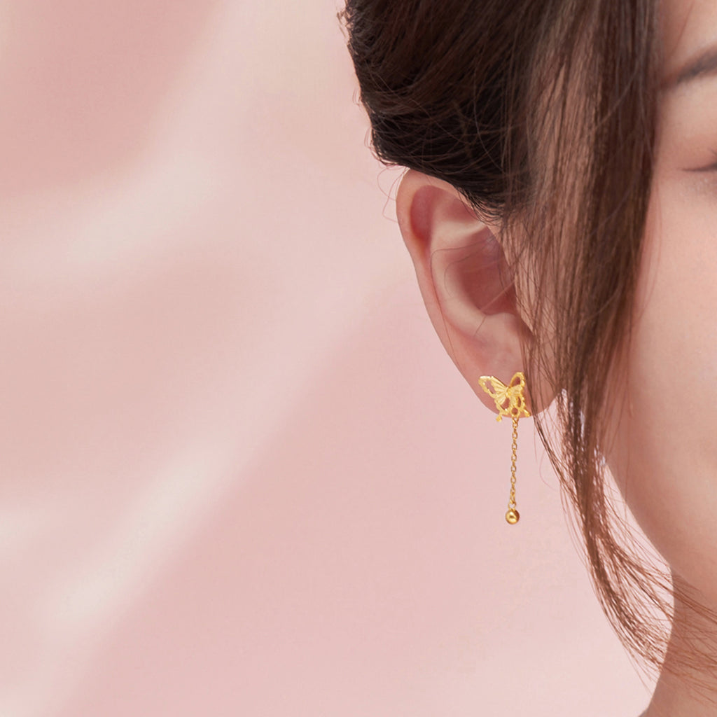 999 24K Gold Earrings Butterfly 2.8-3.2g A0912520