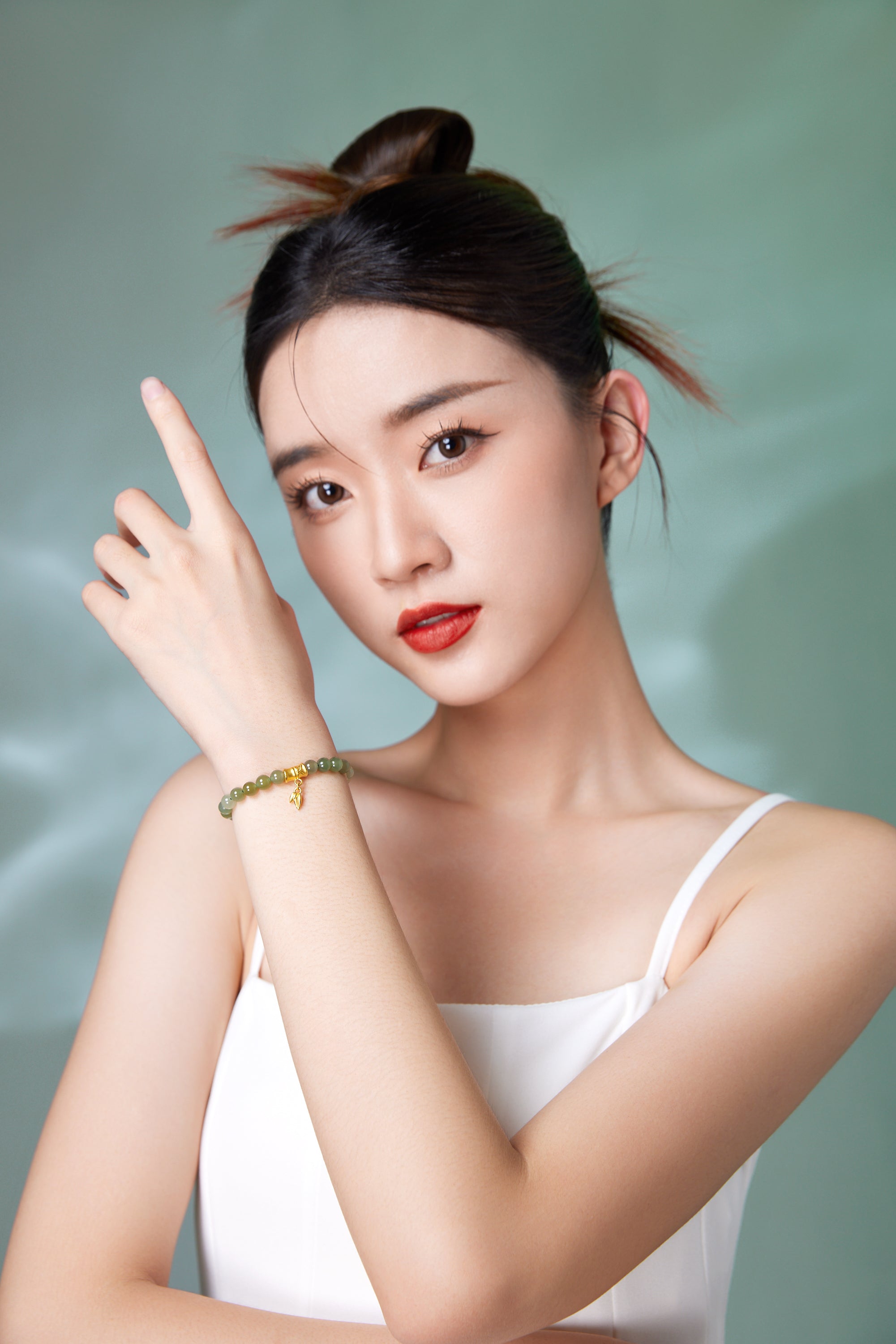 24K Gold Beaded Bracelet 5.7-6.2mm Bamboo 0.55-0.65g Y1910807