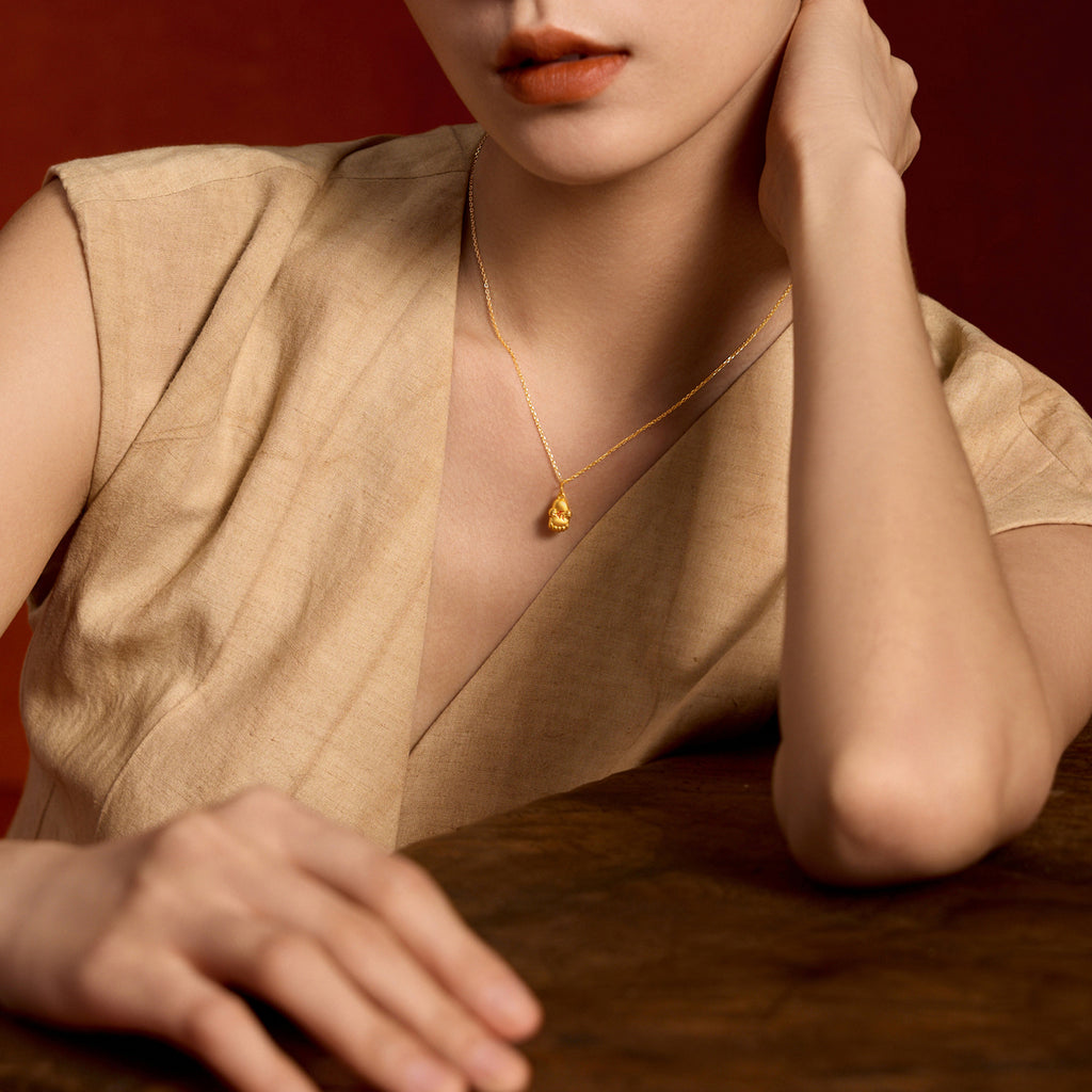 九華山 24K 金吊墜手印 A0415256