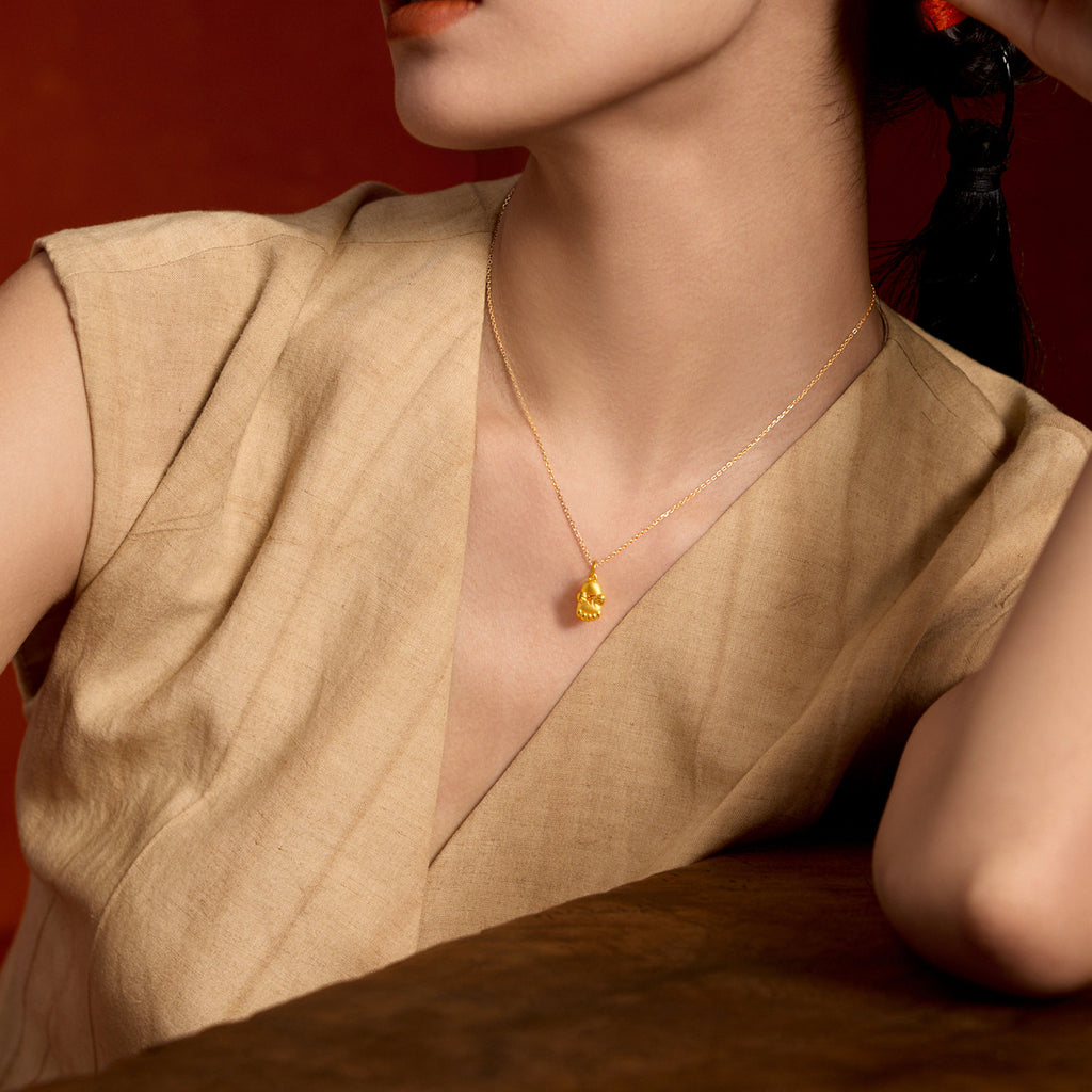 九華山 24K 金吊墜手印 A0415256