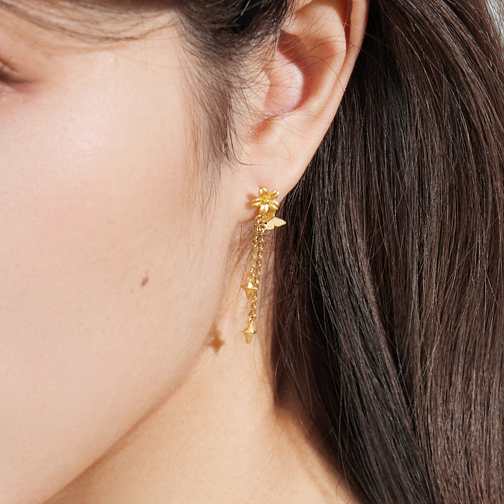 "Annie's Garden" 999 24K Gold Earrings Flower 2.4-2.9g A0913065