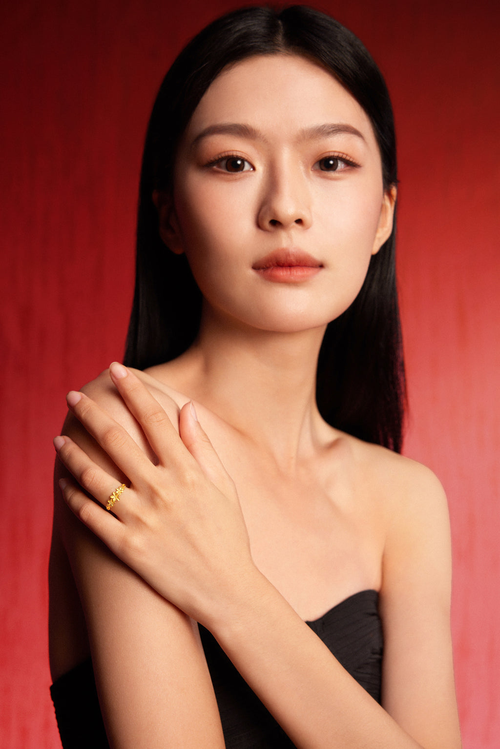"Princess Wedding" 999 24K Gold Ring Flower 2.1-3.1g A0122962