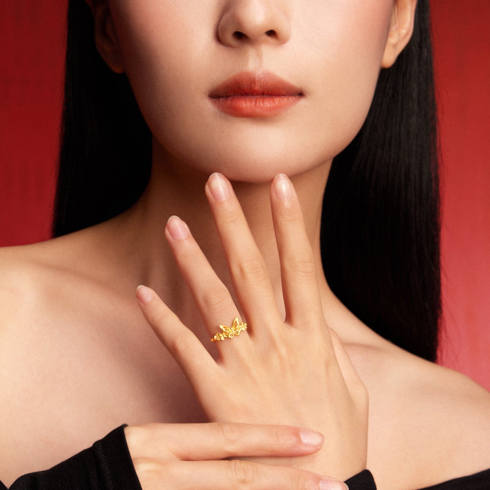 公主婚戒 24K金蝴蝶戒指 3-3.6克 A0122093