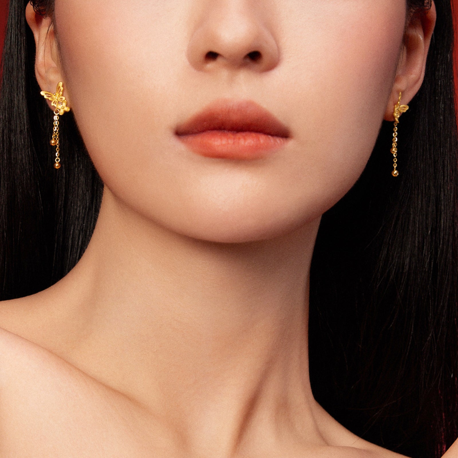 "Princess Wedding" 24K Gold Earrings Butterfly 3.3-3.6g A0922095