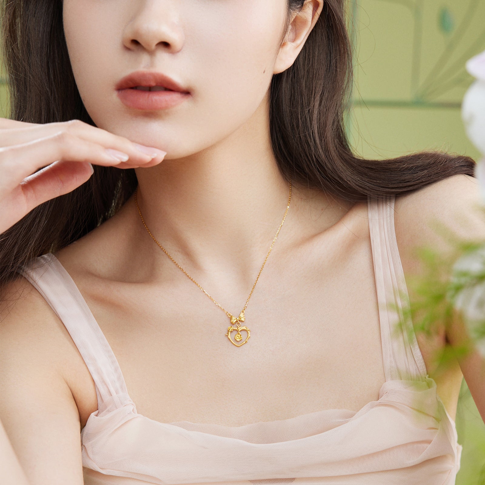 "Annie's Garden" 999 24K Gold Pendant Necklace Heart 5-5.4g A0613067