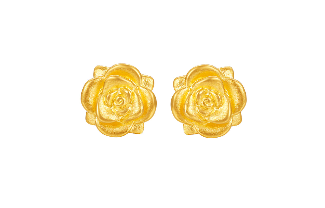 24K Gold Earrings Rose 1.4-1.6g AD090267