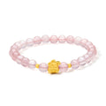 "Chinese Zodiac Rabbit" 24K Gold Beaded Bracelet Rose Quartz6.2-6.7mm Rabbit 0.42-0.65g A1911099